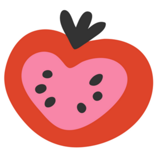 Cut Heart Shaped Tomato Illustration Sticker