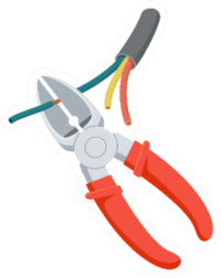 Cut Wire Cutters Electrician Instruments Cartoon Sticker