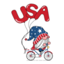 Cute 4th Of July Gnome Riding A Bike With Balloons Sticker