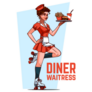 Cute 50s Diner Waitress In Quad Skates Sticker