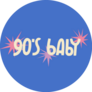 Cute 90s Baby Lettering On Blue Sticker