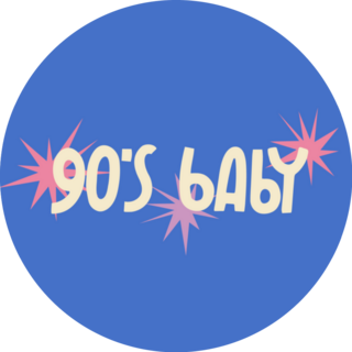 Cute 90s Baby Lettering On Blue Sticker