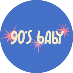 Cute 90s Baby Lettering On Blue Sticker