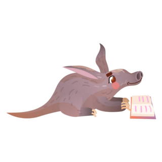 Cute Aardvark Reading Book Sticker