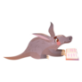 Cute Aardvark Reading Book Sticker
