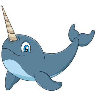 Cute And Adorable Cartoon Narwhal Sticker