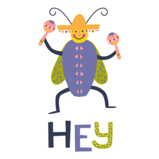 Cute And Funny Beetle In A Sombrero Sticker