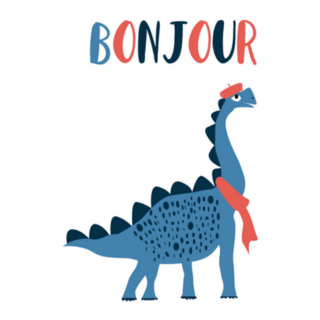 Cute And Funny Dinosaur Bonjour French Illustration Sticker