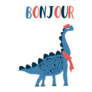 Cute And Funny Dinosaur Bonjour French Illustration Sticker