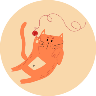 Cute And Funny Ginger Cat Plays With Knitting Yarn Sticker