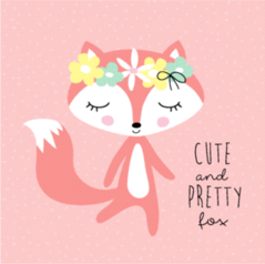 Cute And Pretty Fox With Floral Wreath Sticker