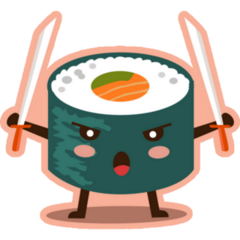 Cute Angry Sushi Cartoon Sticker