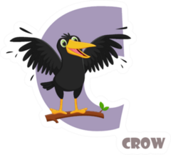 Cute Animal Zoo Alphabet Letter C For Crow Sticker