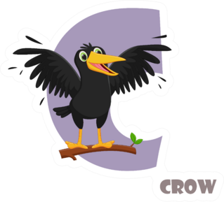 Cute Animal Zoo Alphabet Letter C For Crow Sticker