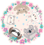 Cute Animals in Flower Ring Sticker