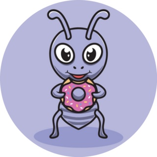 Cute Ant Eating Donut Cartoon Sticker