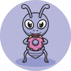 Cute Ant Eating Donut Cartoon Sticker