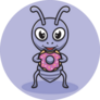 Cute Ant Eating Donut Cartoon Sticker