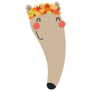 Cute Anteater Face In Autumn Leaves Sticker