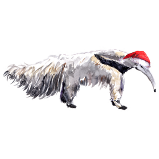 Cute Anteater In Santas Hat Sticker