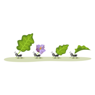 Cute Ants Carrying Green Leaves Sticker