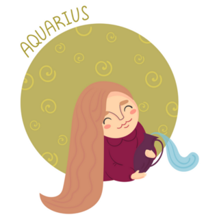 Cute  Aquarius Girl Illustration Sticker