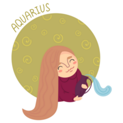 Cute  Aquarius Girl Illustration Sticker