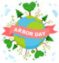 Cute Arbor Day Globe Sticker