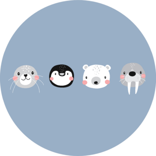 Cute Arctic Animals Illustration With Penguin Sticker