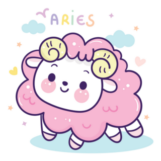 Cute Aries Cartoon Doodle Zodiac Sticker