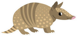Cute Armadillo Smiling Cheerful With Pink Nose Sticker