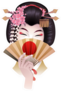 Cute Asian Girl Hiding Her Face With Fan Sticker