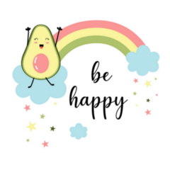 Cute Avocado And Rainbow Be Happy Vegan Sticker 