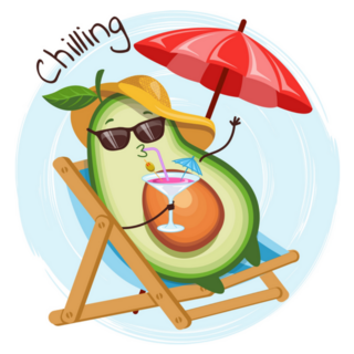 Cute Avocado Character Chilling Sticker 