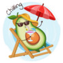 Cute Avocado Character Chilling Sticker 