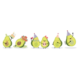Cute Avocado Party Characters Sticker 