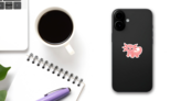 Cute Axolotl Character Sticker on a Phone (New) example