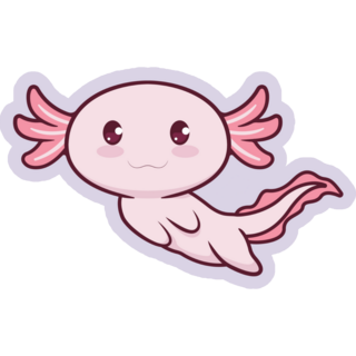 Cute Axolotl On Purple Sticker
