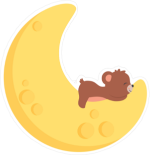 Cute Baby Bear Sleeping On Moon Sticker