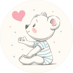Cute Baby Bear With Heart Sticker