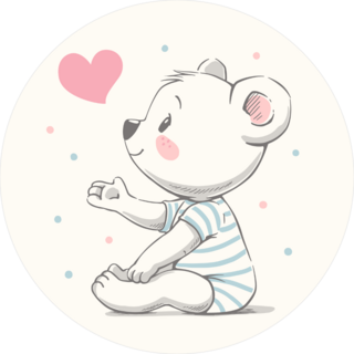 Cute Baby Bear With Heart Sticker