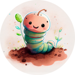 Cute Baby Caterpillar Character Watercolor Sticker