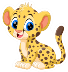 Cute Baby Cheetah Cartoon Sticker