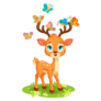 Cute Baby Deer And Butterflies Sticker