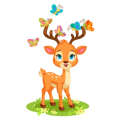 Cute Baby Deer And Butterflies Sticker