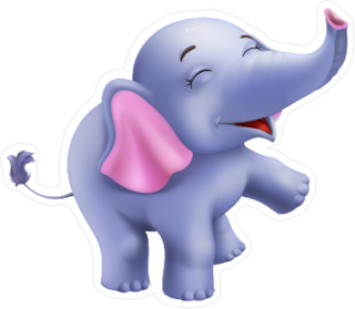 Cute Baby Elephant Cartoon Sticker