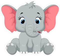 Cute Baby Elephant Sitting Sticker