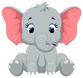 Cute Baby Elephant Sitting Sticker