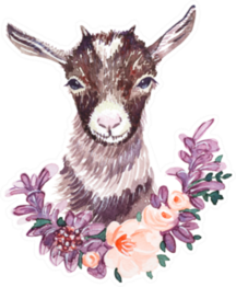 Cute Baby Goat With A Floral Wreath Sticker
