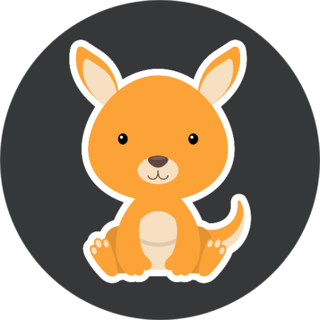 Cute Baby Kangaroo Cartoon Sitting Sticker